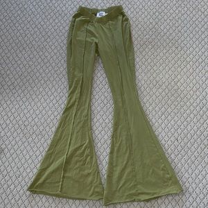 green flare cotton pants from princess polly